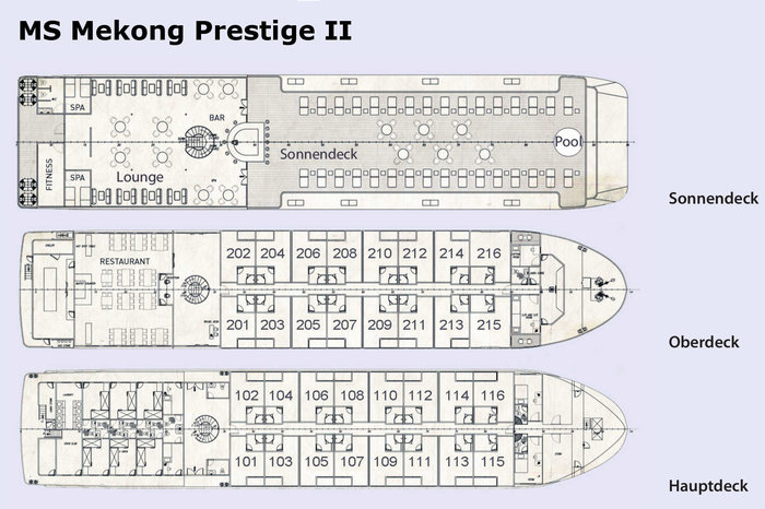 MS Mekong Prestige II Deckplan