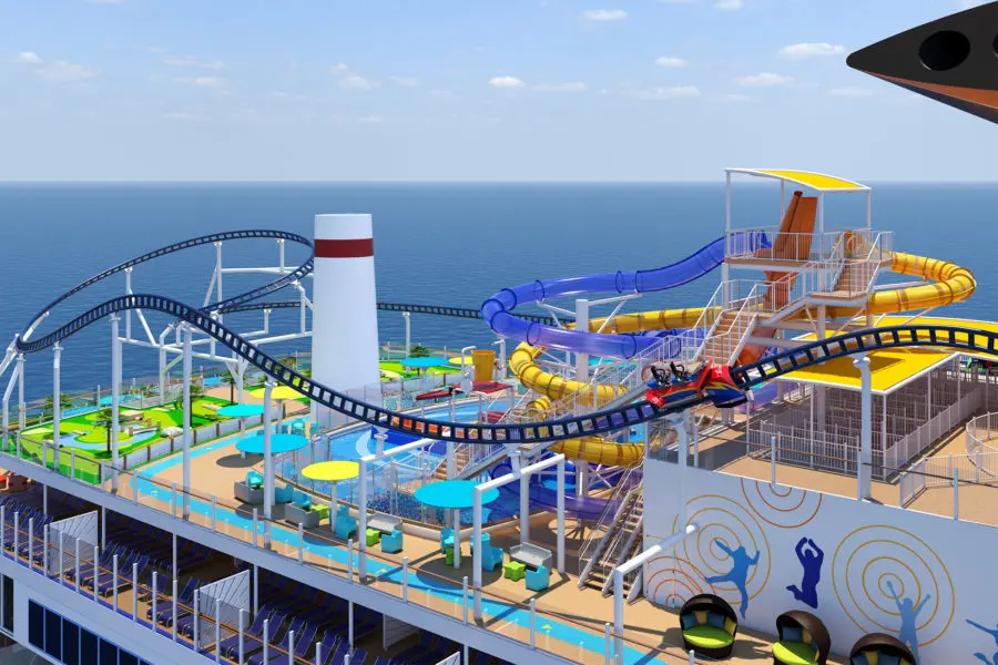 Mardi Gras mit erster Achterbahn auf einem Kreuzfahrtschiff – Made in Germany