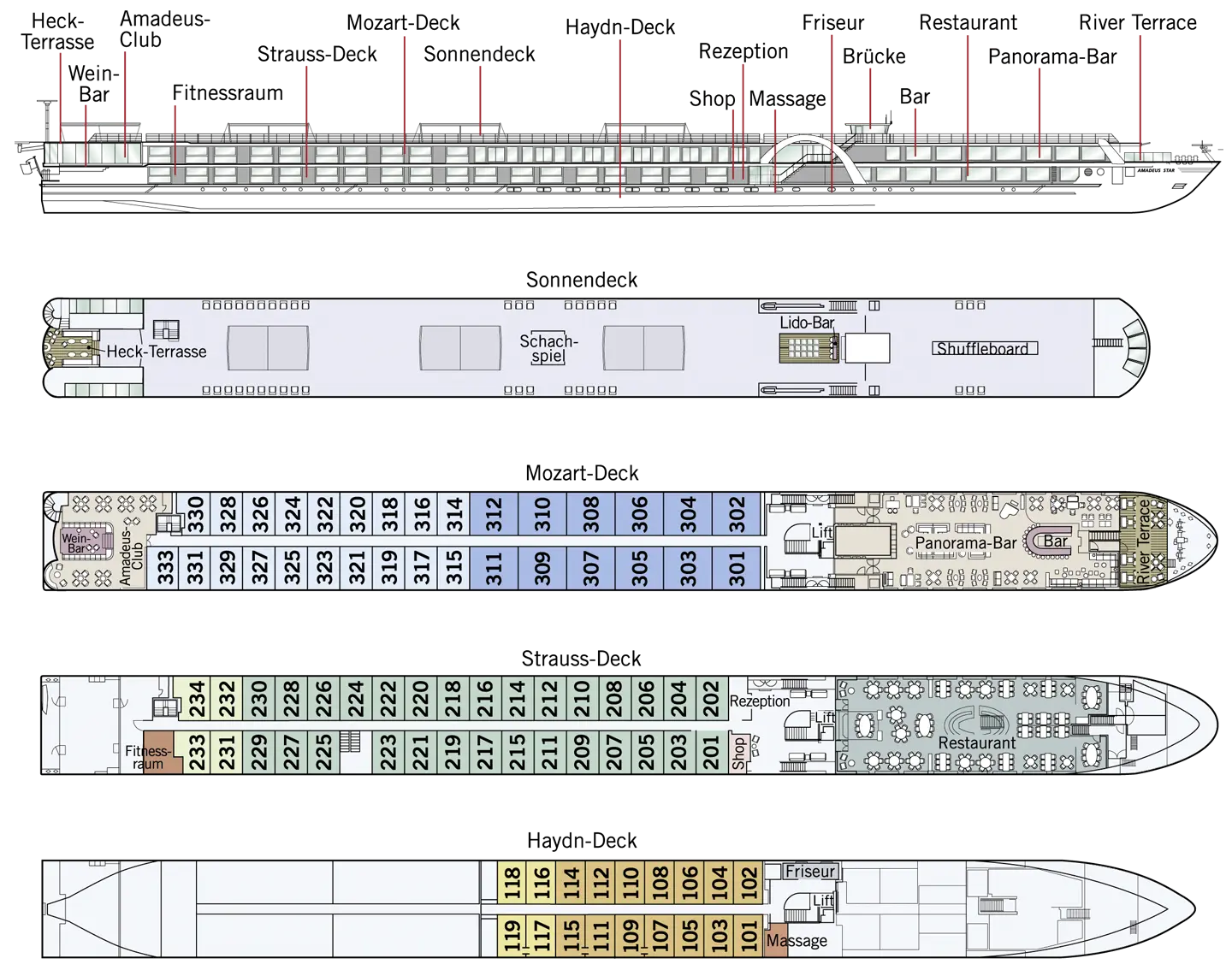 Deckplan MS Amadeus Cara