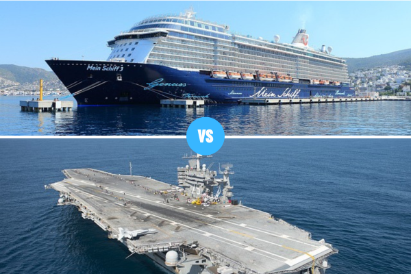 Flugzeugträger vs. Kreuzfahrtschiff