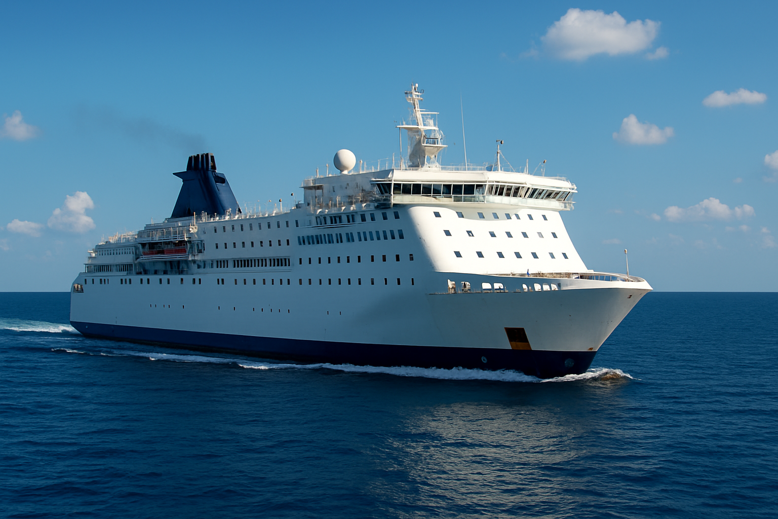 Fähre auf dem Weg von Brindisi nach Igoumenitsa auf dem offenen Mittelmeer