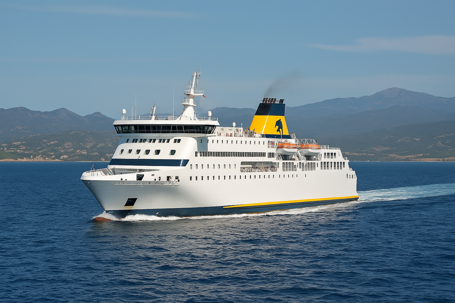 autofähre auf der linie toulon porto vecchio vor korsika