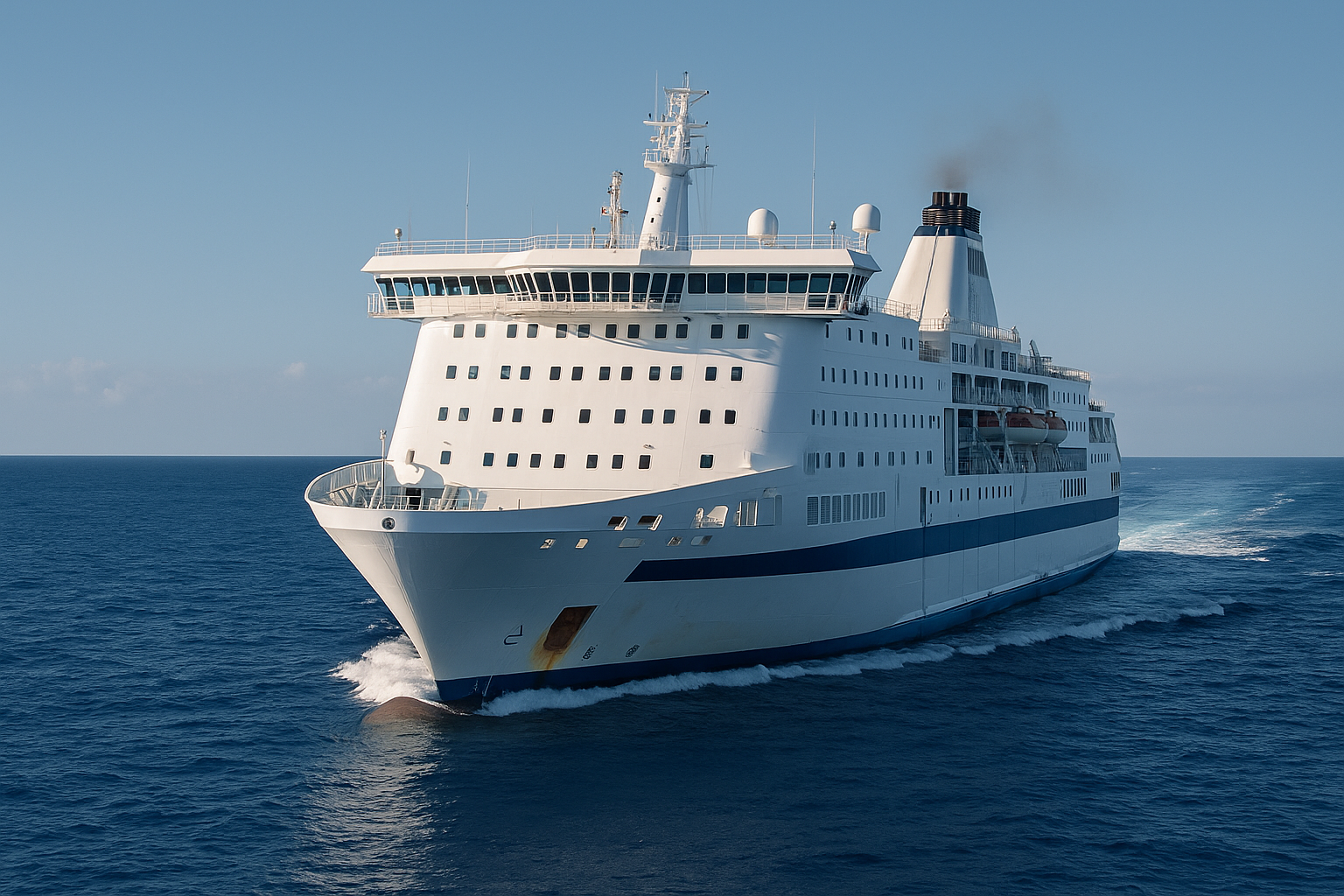 große mittelmeerfähre unterwegs von tunis nach civitavecchia auf ruhiger see