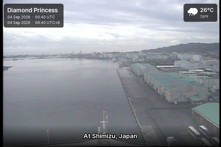A live picture from the bridge of the Diamond Princess