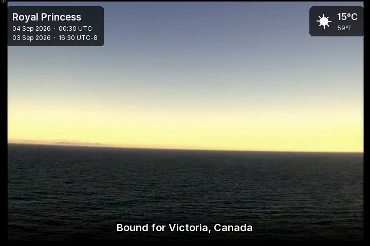 A live picture from the bridge of the Royal Princess